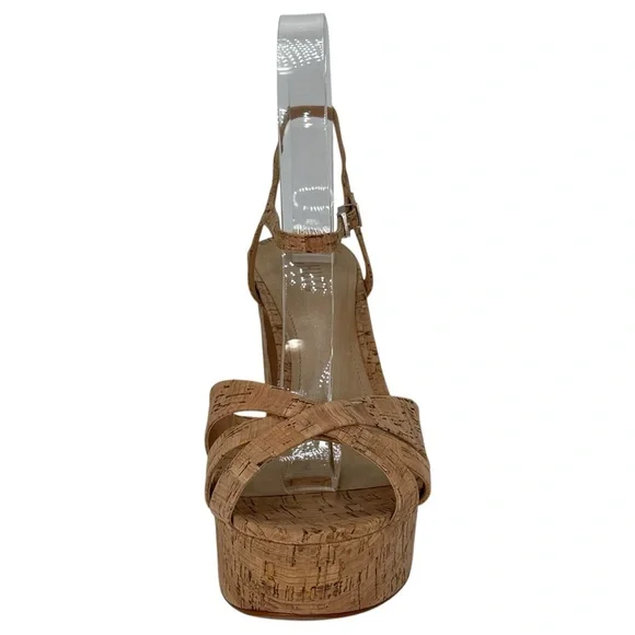 Schutz Keefa Tan Cork Womens Platform Heels Size 9.5M - Picture 6 of 16